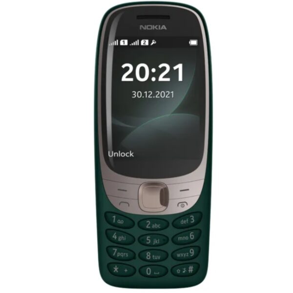 Telefon cu butoane, NOKIA, „6310” ecran 2.8 inch, dual sim, rez. camera 0.3 Mpix, memorie interna 8 MB, 2G, OEM, acumulator 1150 mAh, verde, „16POSE01A05” (timbru verde 0.55 lei)