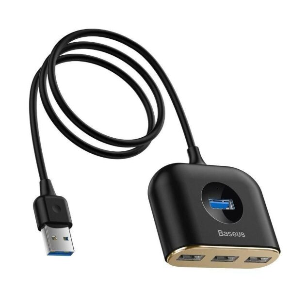 HUB extern Baseus Square, porturi USB: USB 3.0 x 1 + USB 2.0 x 3, conectare prin USB 3.0, lungime 1 m, negru, „CAHUB-AY01” (timbru verde 0.8 lei) – 6953156297104