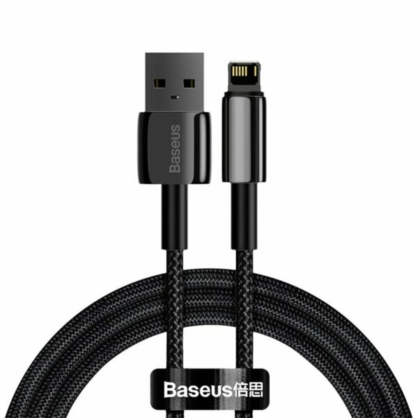 CABLU alimentare si date Baseus Tungsten Gold, Fast Charging Data Cable pt. smartphone, USB la Lightning Iphone 2.4A, braided, 1m, rezistent zgarieturi, negru „CALWJ-01” (timbru verde 0.18 lei) – 6953156204959