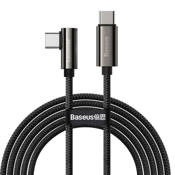 CABLU alimentare si date Baseus Legend Elbow, Fast Charging Data Cable pt. smartphone, USB Type-C la USB Type-C 100W, braided, 2m, negru „CATCS-A01” (timbru verde 0.18 lei) – 6953156207509