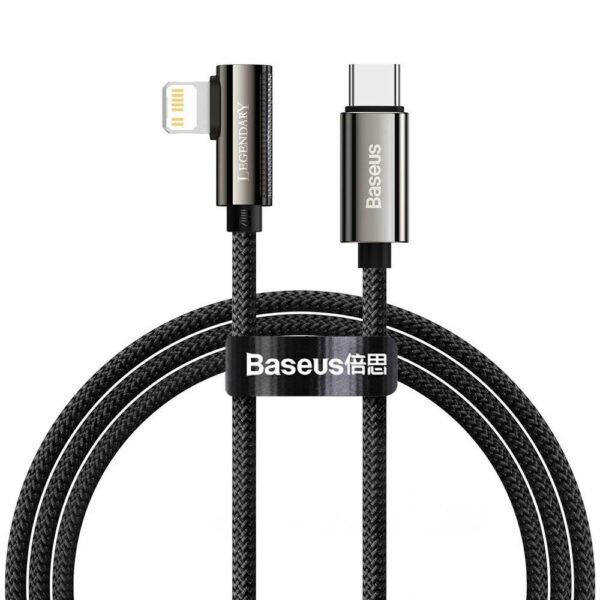 CABLU alimentare si date Baseus Legend Elbow, Fast Charging Data Cable pt. smartphone, USB Type-C la Lightning Iphone PD 20W, braided, 1m, negru „CATLCS-01” (timbru verde 0.18 lei) – 6953156207479