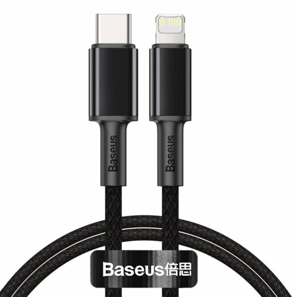 CABLU alimentare si date Baseus High Density Braided, Fast Charging Data Cable pt. smartphone, USB Type-C la Lightning Iphone PD 20W, braided, 1m, negru „CATLGD-01” (timbru verde 0.18 lei) – 6953156231917