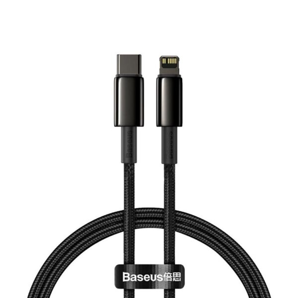 CABLU alimentare si date Baseus Tungsten Gold, Fast Charging Data Cable pt. smartphone, USB la Lightning Iphone 20W, braided, 2m, rezistent zgarieturi, negru „CATLWJ-A01” (timbru verde 0.18 lei) – 6953156232044