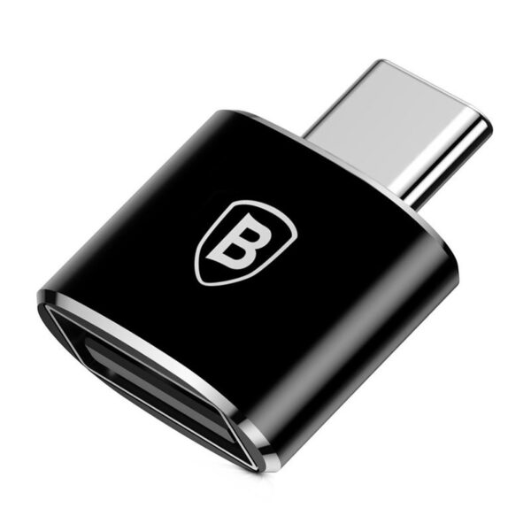 ADAPTOR Baseus Mini OTG, USB Type-C(T) to USB 2.0(M), corp metalic, negru „CATOTG-01” (timbru verde 0.18 lei) – 6953156263512