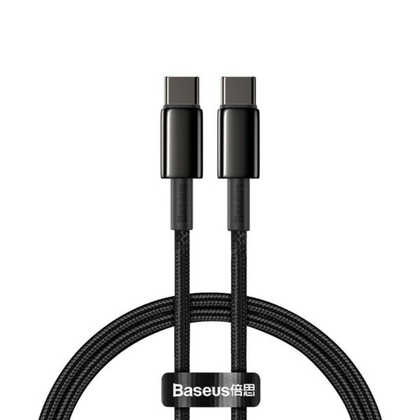 CABLU alimentare si date Baseus Tungsten Gold, Fast Charging Data Cable pt. smartphone, USB Type-C la USB Type-C 100W, braided, 1m, negru „CATWJ-01” (timbru verde 0.18 lei) – 6953156232051