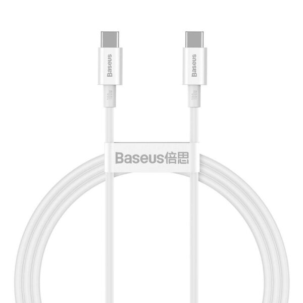CABLU alimentare si date Baseus Superior, Fast Charging Data Cable pt. smartphone, USB Type-C la USB Type-C 100W, 1m, alb „CATYS-B02” (timbru verde 0.18 lei) – 6953156208452