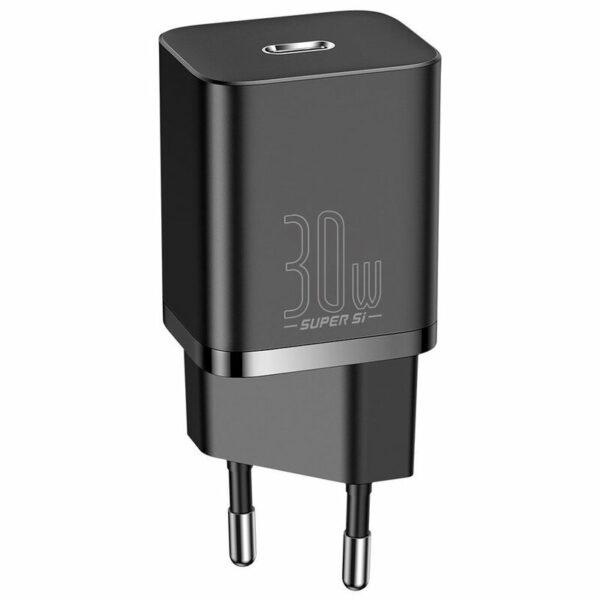 INCARCATOR retea Baseus Super Si, Quick Charge 30W, 1 x USB Type-C 5V/3A, negru „CCSUP-J01” (timbru verde 0.18 lei) – 6953156205062