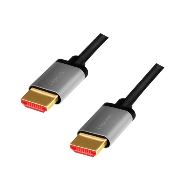 CABLU video LOGILINK, HDMI (T) la HDMI (T) 2.1 UHS, 2m, conectori auriti, rezolutie maxima 8K (7680 x 4320) la 60 Hz, aluminiu, negru, „CHA0105” (timbru verde 0.8 lei)