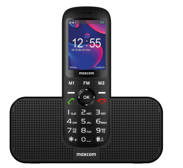 Telefon cu butoane, Maxcom, „MM740” ecran 2.4 inch, dual sim, 2G, OEM, acumulator 1000 mAh, negru, „MM740 Black” (timbru verde 0.55 lei)
