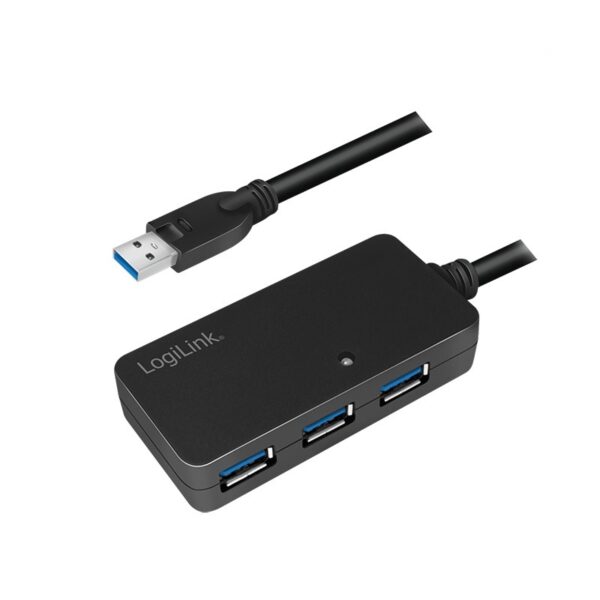 CABLU USB LOGILINK prelungitor, USB 3.0 (T) la 4 x USB 3.0 (M), 10m, activ (permite folosirea unui cablu USB lung), negru, „UA0262” (timbru verde 0.08 lei)