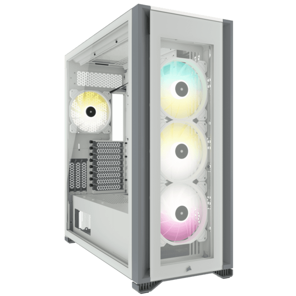 CARCASA CORSAIR Tower, ATX, „iCUE 7000X RGB”, fara sursa, sticla securizata, fan x 4, USB 3.0 x 4, USB 3.1 Type-C x 1, Jack 3.5 mm x 1, mesh pt. filtrare praf, alb, „CC-9011227-WW” (timbru verde 0.32 lei)