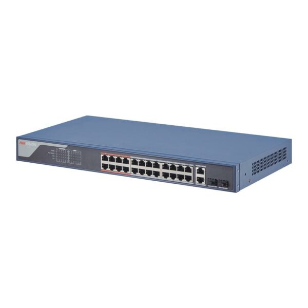 SWITCH. PoE Hikvision, port 10/100 x 24 | Gigabit x 2, managed, carcasa metalica, „DS-3E1326P-EI” (timbru verde 2 lei)