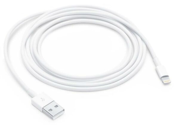 CABLU alimentare si date smartphone Apple, Lightning (T) la USB 2.0 (T), cauciuc, lungime 2 m, alb, „md819zm/a” (timbru verde 0.08 lei)