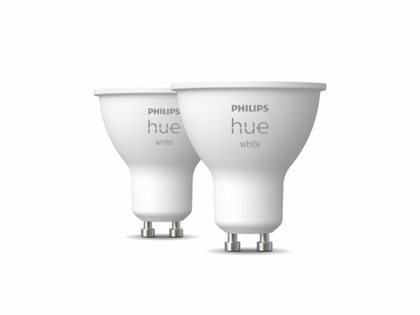 SET 2 becuri smart LED Philips, soclu GU10, putere 5.2W, forma plat, lumina multicolora, alimentare 220 – 240 V, „000008719514340145” (timbru verde 0.9 lei)