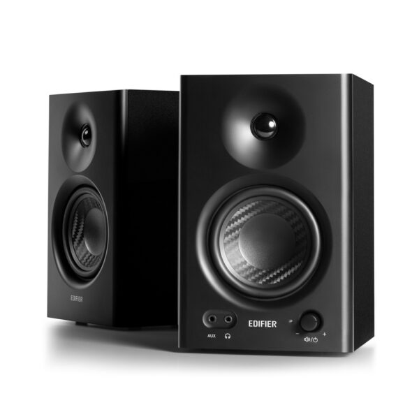 BOXE EDIFIER 2.0, RMS: 42W (2 x 21W), studio monitor, volum, bass, treble, intrare jack 6.35 TRS balanced, RCA, iesire casti, black, „MR4-BK” (timbru verde 11.00 lei)