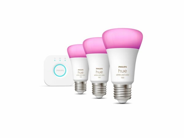 SET 3 becuri smart LED Philips, soclu E27, putere 9 W, forma oval, lumina multicolora, alimentare 220 – 240 V, „000008719514291515” (timbru verde 1.35 lei)