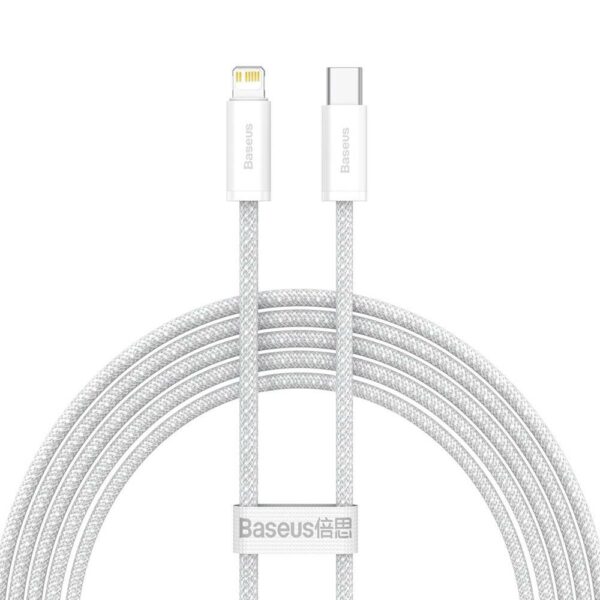 CABLU alimentare si date Baseus Dynamic, Fast Charging Data Cable pt. smartphone, USB Type-C la Lightning Iphone PD 20W, braided, 2m, alb „CALD000102” (timbru verde 0.18 lei) – 6932172601935