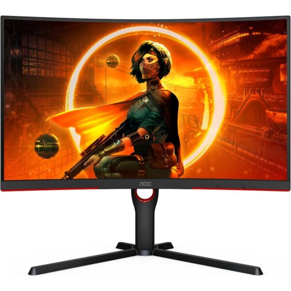 MONITOR AOC – gaming 27 inch, Gaming, IPS, WQHD (2560 x 1440), curbat, 300 cd/mp, 1 ms, DisplayPort | HDMI x 2, „CQ27G3SU/BK” (timbru verde 7 lei)