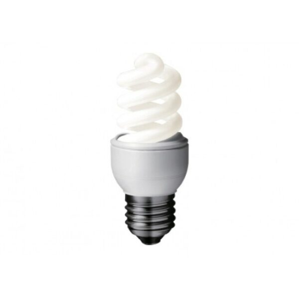 BEC fluorescent Panasonic, soclu E27, putere 8W, forma spirala, lumina alb rece, alimentare 220 – 240 V, „EFD8E65HD” (timbru verde 0.45 lei)