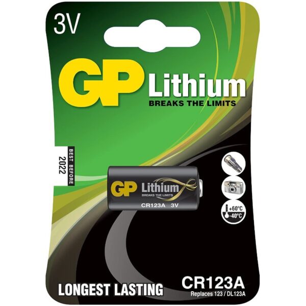 Baterie GP Batteries, Lithium CR123A 3V lithium, blister 1 buc. „GPCR123AP-2UE1” „GPPCL123A118” (timbru verde 0.01 lei)