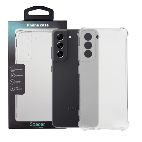 Husa Samsung Galaxy S21 FE Spacer, transparenta, grosime 1.5mm, protectie suplimentara antisoc la colturi, material flexibil TPU „SPPC-SM-GX-S21FE-CLR”