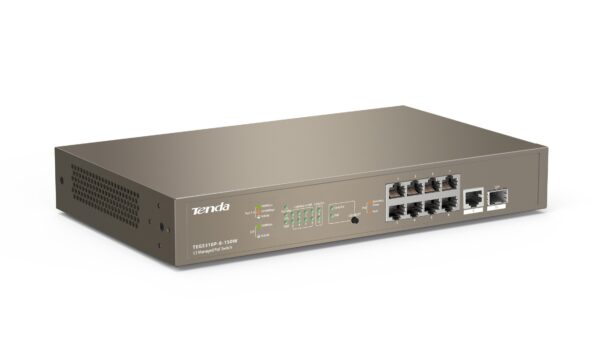 SWITCH PoE Tenda cu management L3 cu 10 porturi (8 x GE PoE, 1 x GE, 1 x SFP) IEEE 802.3at/af, carcasa metalica, rackabil „TEG5310P-8-150W” (timbru verde 2 lei)