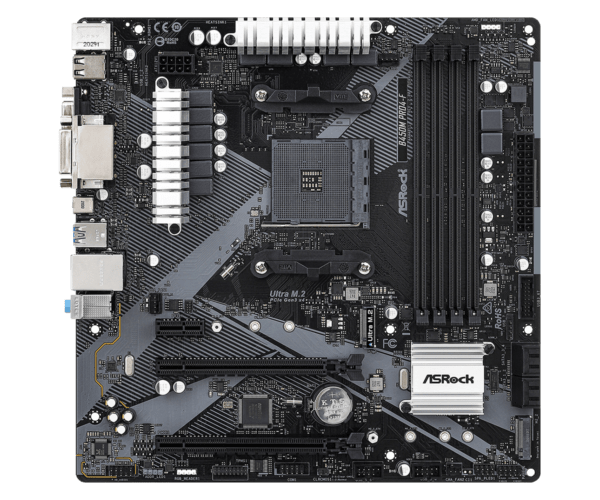 PLACA de BAZA Asrock „B450M PRO4-F R2.0”, skt AM4, mATX, AMD B450, 4 x DDR4, max. 64 GB, 4 x SATA, 2 x M.2, 7.1, „B450M PRO4-F R2.0”