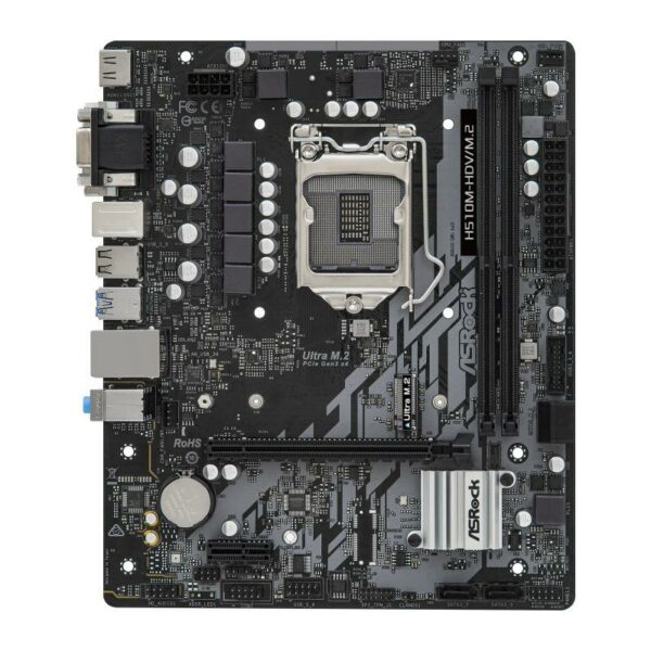 PLACA de BAZA Asrock „H510M-HDV/M.2”, skt LGA 1200, mATX, Intel H510, 2 x DDR4, max. 64 GB, 4 x SATA, 1 x M.2, 7.1, „H510M-HDV/M.2”