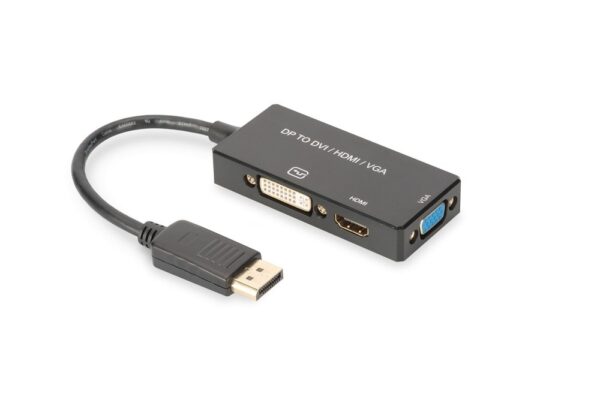 DIGITUS DisplayPort converter cable DP – HDMI+DVI+VGA M-F/F/F 0 2m 3 in 1 Multi-Media cable CE bl gold „AK-340418-002-S” (timbru verde 0.8 lei)