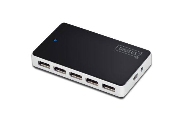 DIGITUS USB 2.0 10-Port Hub 10x USB A/F 1x USB mini incl. USB cable si power supply „DA-70229” (timbru verde 0.18 lei)