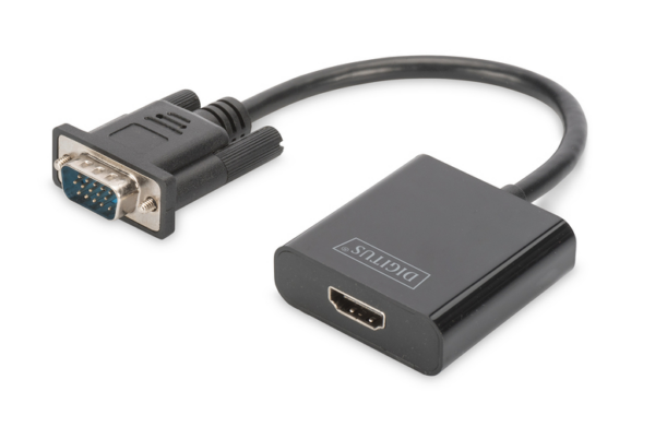 DIGITUS VGA to HDMI Converter + Audio 3.5mm Full HD 1080p cable type 15cm black „DA-70473” (timbru verde 0.8 lei)