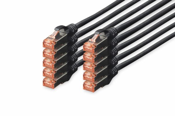 DIGITUS CAT 6 S-FTP patch cable Cu LSZH AWG 27/7 length 1 m 10 pieces color black „DK-1644-010-BL-10” (timbru verde 0.08 lei)