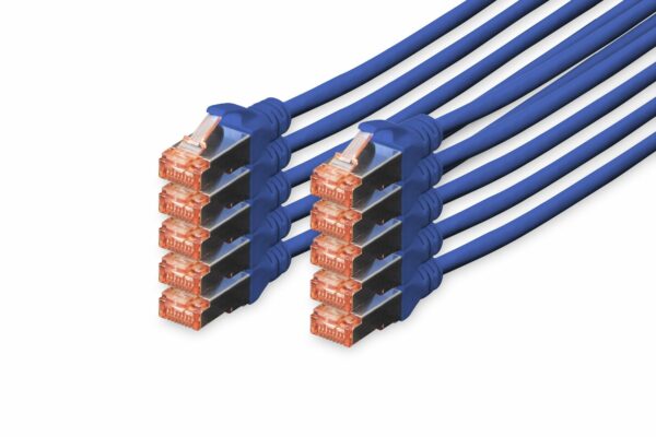 DIGITUS CAT 6 S-FTP patch cable Cu LSZH AWG 27/7 length 3 m 10 pieces color blue „DK-1644-030-B-10” (timbru verde 0.08 lei)