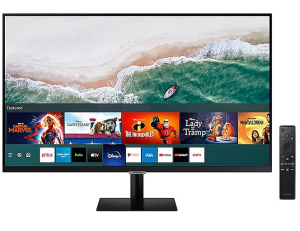 MONITOR Samsung 32 inch, home | office, VA, 4K UHD (3840 x 2160), Wide, 250 cd/mp, 8 ms, HDMI x 2, „LS32AM700PRXEN” (timbru verde 7 lei)