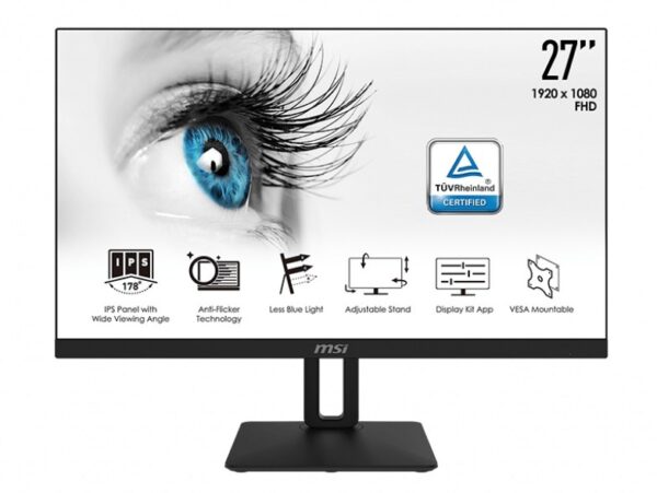 MONITOR MSI – gaming 27 inch, home | office, IPS, Full HD (1920 x 1080), Wide, 250 cd/mp, 5 ms, VGA | HDMI, „PRO MP271P” (timbru verde 7 lei)