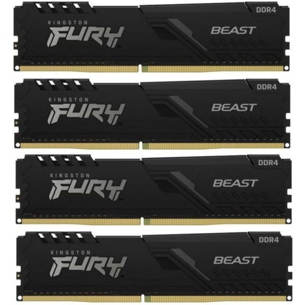 Memorie DDR Kingston Fury Beast DDR4 16 GB, frecventa 2666 MHz, 4 GB x 4 module, radiator, „KF426C16BBK4/16”