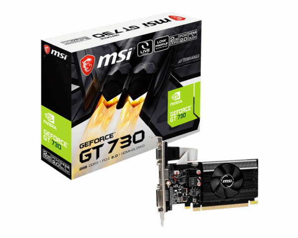 PLACA VIDEO MSI „GeForce GT 730”, 2 GB GDDR3 64 biti, PCI Express 2.0 x 16, HDMI VGA DVI-D, sistem racire aer, „N730K-2GD3/LP”