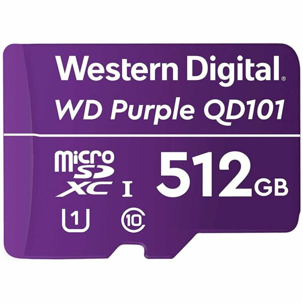 WD Purple 512GB Surveillance microSD XC Class – 10 UHS 1, „WDD512G1P0C” (timbru verde 0.03 lei)