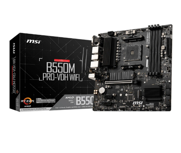 PLACA de BAZA MSI „B550M PRO-VDH WIFI”, skt AM4, mATX, AMD B550, 4 x DDR4, max. 128 GB, 4 x SATA, 2 x M.2, 7.1, „B550M PRO-VDH WIFI”