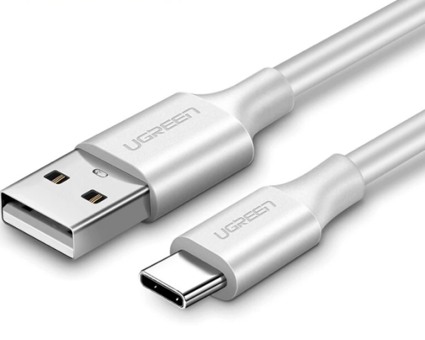 CABLU alimentare si date Ugreen, „US287”, Fast Charging Data Cable pt. smartphone, USB la USB Type-C 3A, nickel plating, PVC, 2m, alb „60123” (timbru verde 0.08 lei) – 6957303861231