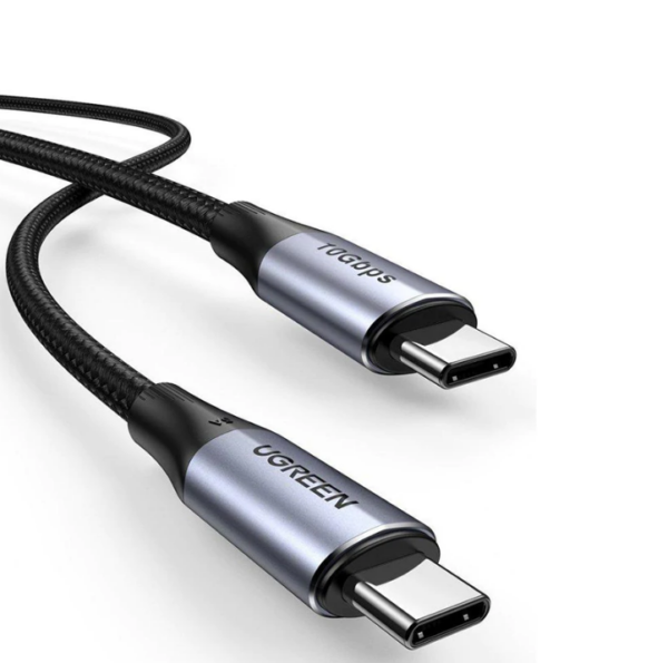 CABLU alimentare si date Ugreen, „US355”, Fast Charging Data Cable pt. smartphone, USB Type-C la USB Type-C 100W/5A, USB 3.1, 10Gbps, braided, 1m, negru „80150” (timbru verde 0.08 lei) – 6957303881505