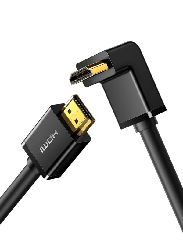 CABLU video Ugreen, „HD103” HDMI (T) la HDMI (T), unghi 90 grade la un capat, rezolutie maxima 4K UHD (3840 x 2160) la 60 Hz, conectori auriti, 2m, negru „10121” (timbru verde 0.8 lei) – 6957303811212