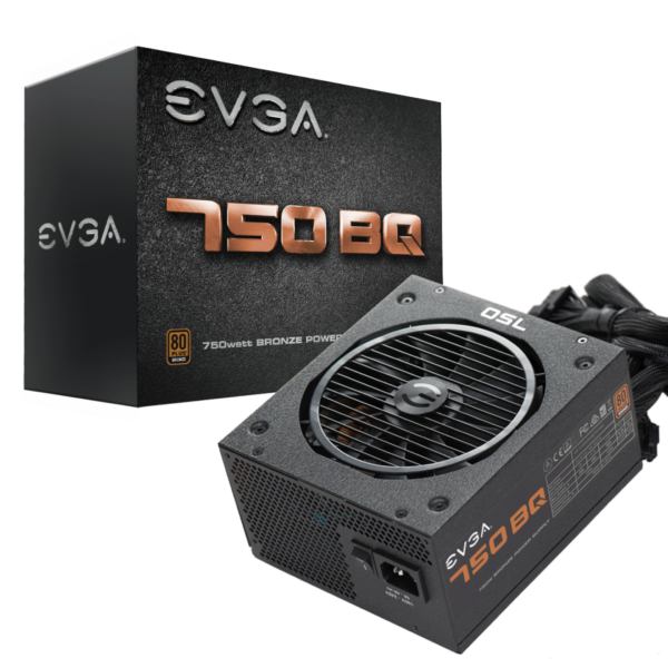 SURSA EVGA, 750 W, „750 BQ” semi-modulara, ATX 12V, fan 140 mm x 1, 80 Plus Bronze, MB 20+4 pin x 1, CPU 4+4 pin x 2, PCI-E 6+2 pin x 3, SATA x 9, Floppy 4-pin x 1, „110-BQ-0750-V2” (timbru verde 2 lei)