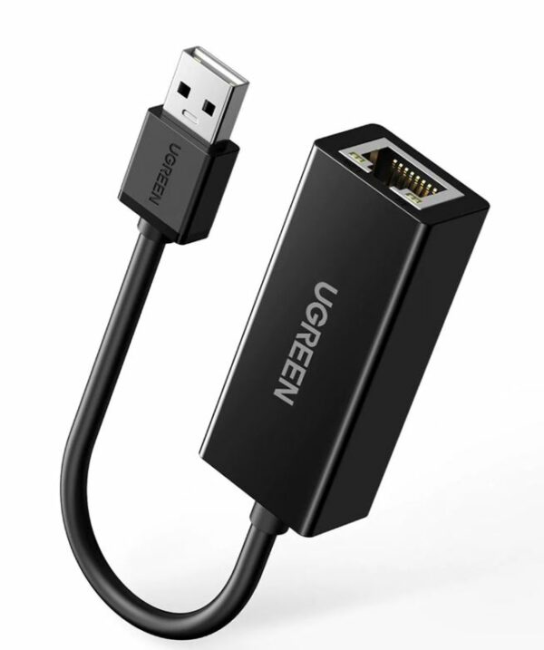 ADAPTOR RETEA Ugreen, „CR110” USB 2.0 to RJ-45 10/100 Mbps Adapter, LED, negru „20254” (timbru verde 0.18 lei) – 6957303822546