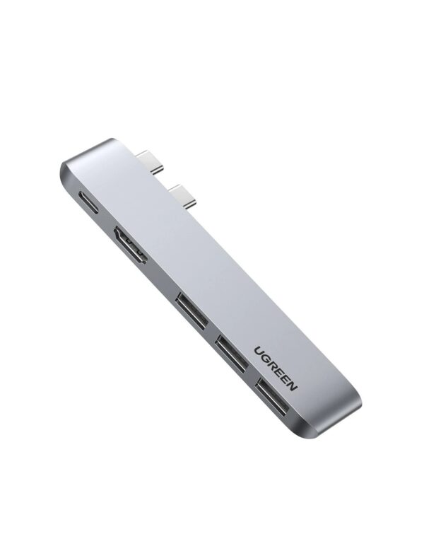 DOCKING Station Ugreen, „CM251” conectare Macbook Pro / Macbook Air 2 x USB Type-c, USB 3.0 x 3|HDMI 4K x 1|USB Type-C x 1, aluminiu, gri „60559” (timbru verde 0.8 lei) – 6957303865598