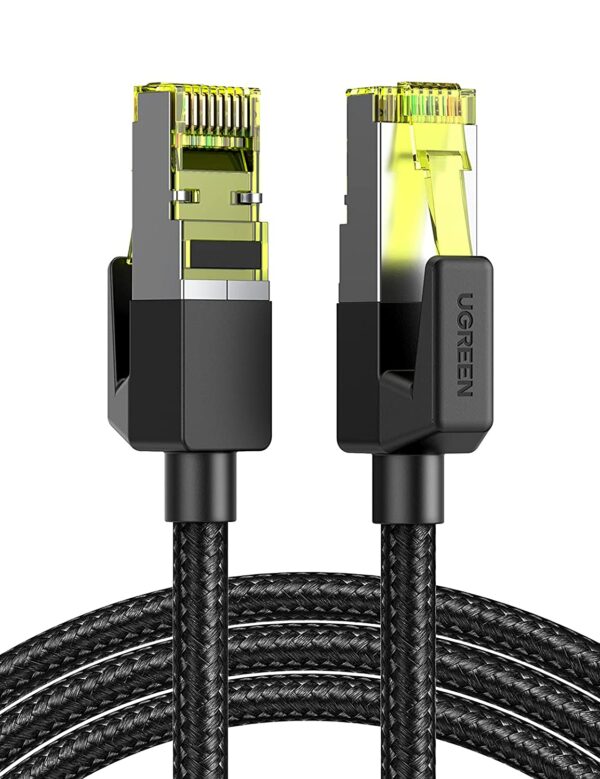 PATCH CORD UTP Ugreen Cat7, „NW150” fire din cupru, tiny cable, viteza maxima 10 Gbps, braided, 2m, negru „80423” (timbru verde 0.08 lei) – 6957303884230