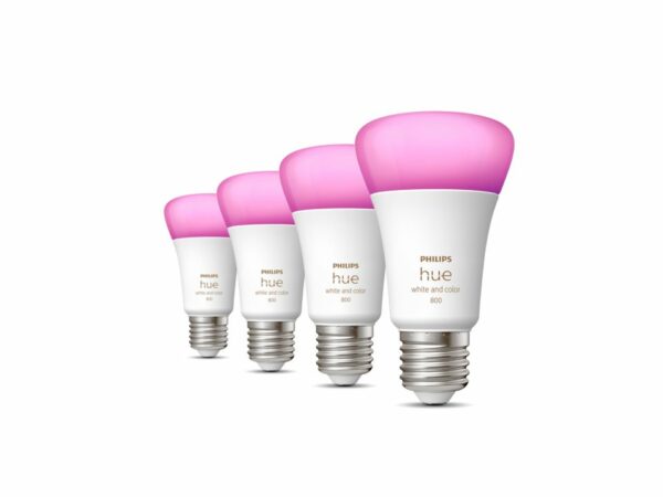 Set 4 BEC smart LED Philips, soclu E27, putere 6.5 W, forma clasic, lumina multicolora, alimentare 220 – 240 V, „000008719514328402” (timbru verde 1.80 lei)