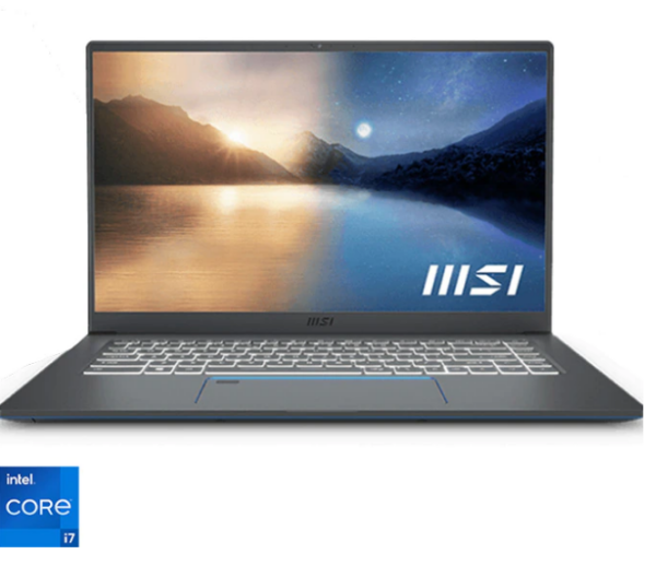 NOTEBOOK MSI – gaming, „PRESTIGE 15” 15.6 inch, i7-1195G7, 32 GB DDR4, SSD 1 TB, nVidia GeForce RTX 3050 Ti, Free DOS, „9S7-16S711-085” (timbru verde 4 lei)