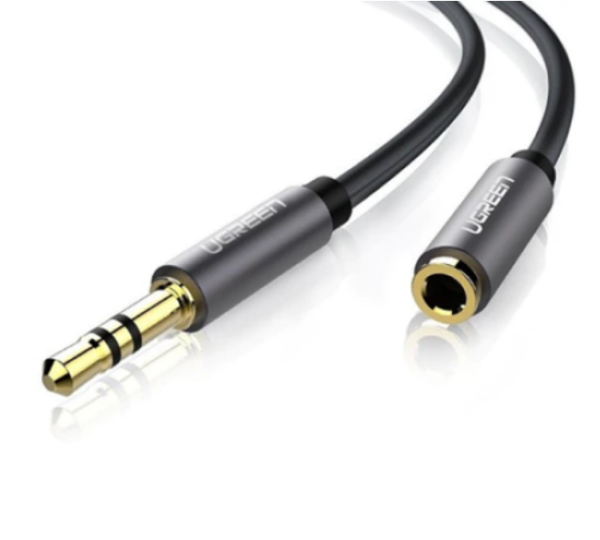 CABLU audio Ugreen, „AV118” stereo 3.5 mm jack (T) la 3.5 mm jack (M), 1 m, conectori auriti, negru „10592” (timbru verde 0.18 lei) – 6957303815920