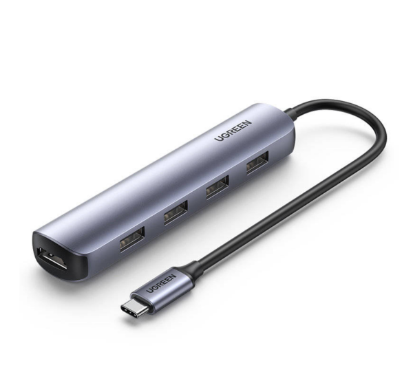 DOCKING Station Ugreen, „CM417” conectare PC USB Type-C, USB 3.0 x 4|HDMI x 1/4K/30Hz, aluminiu, gri „20197” (timbru verde 0.8 lei) – 6957303821976
